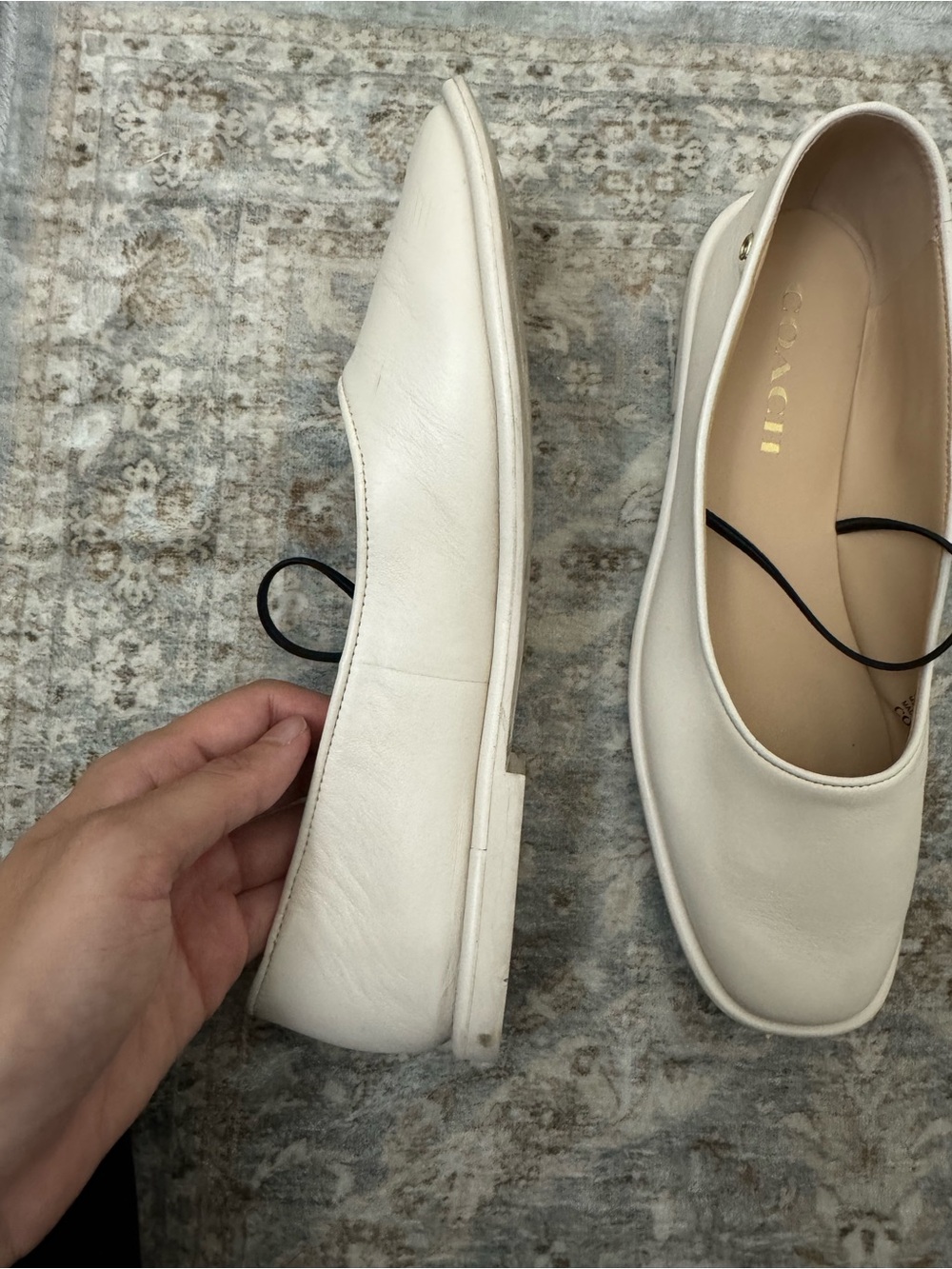 COACH Women's White Leather Mary Jane flats - Picture 2 of 5